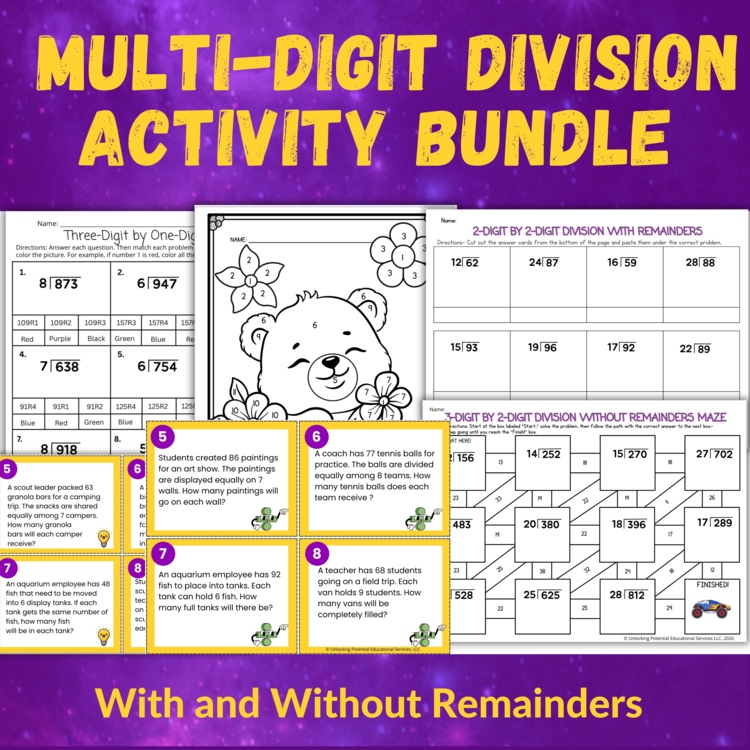 Differentiated Long Division Activities Bundle | Grades 4 and 5