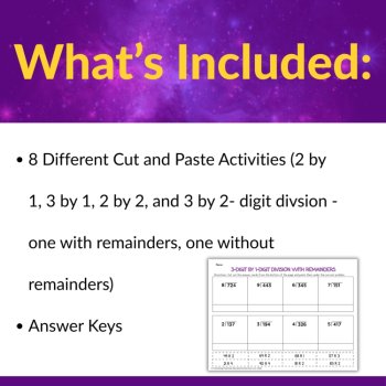 Differentiated Long Division Cut and Paste Activities for 4th/ 5th Grade, image 2