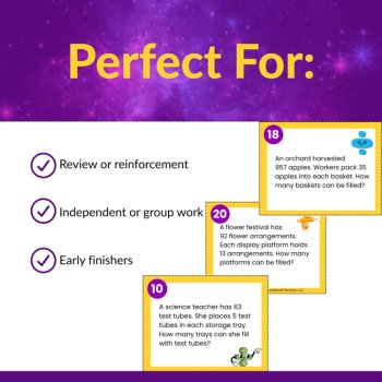 Multi-Digit Division Word Problem Task Cards for 3rd 4th 5th Grade Remainders, image 4