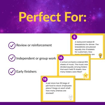 Multi-Digit Division Word Problem Task Cards for 3rd 4th 5th Grade No Remainders, image 4