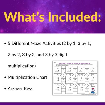 Multi-Digit Multiplication Maze Activities for 3rd 4th 5th Grade, image 2