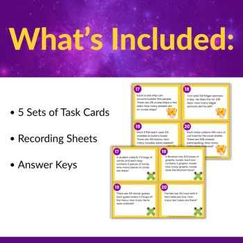 Multi-Digit Multiplication Word Problem Task Cards for 4th Grade | Leveled, image 2