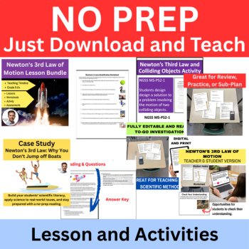 Newton's 3rd Law of Motion Lesson, Worksheets, Activities Bundle | 6th, 7th, 8th, image 2