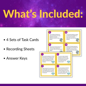 Differentiated Elapsed Time Word Problem Task Cards | Grades 3 and 4, image 2