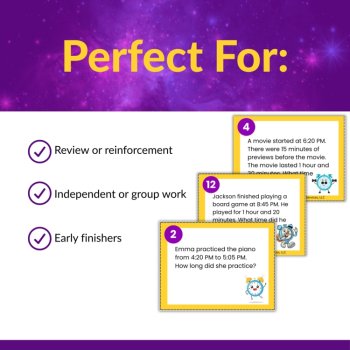 Differentiated Elapsed Time Word Problem Task Cards | Grades 3 and 4, image 4
