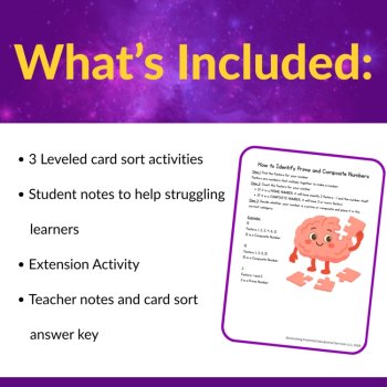 Prime & Composite Numbers Card Sort | Differentiated Math Activity | Grades 4–6, image 2