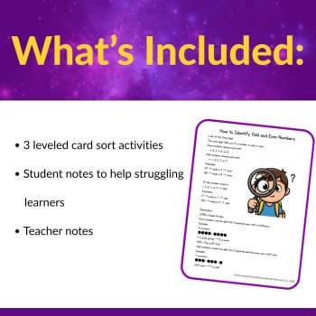 Leveled Odd and Even Number Card Sort Activities | Math Center for Second Grade, image 2