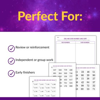Leveled Odd and Even Number Card Sort Activities | Math Center for Second Grade, image 4