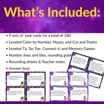 Differentiated Rounding  Activities, Games, & Task Card Bundle for Grades 2 & 3, image 2