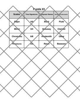 3 Intermediate Music Word Connections Puzzles w/Answers, image 3
