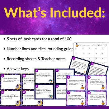 Rounding Task Card Word Problems 2nd Grade 3rd Grade | Nearest 10 100 1000, image 2