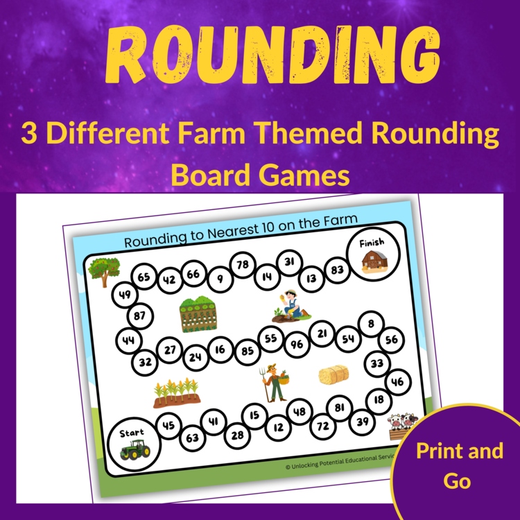 Rounding Board Games to 10, 100, 1000 for 2nd and 3rd Grade Math Practice