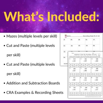 Multi-Digit Addition and Subtraction Activities Bundle for 2nd and 3rd Grade, image 2