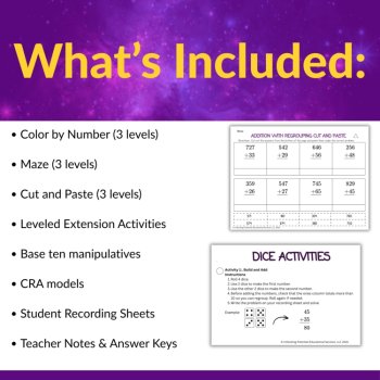 Multi-Digit Addition with Regrouping Leveled Activities - Grades 2 and 3, image 2