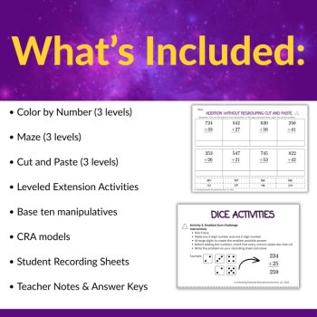 Multi-Digit Addition without Regrouping Leveled Activities - Grades 2 and 3, image 2
