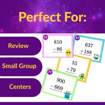 Multi-Digit Addition & Subtraction Task Cards Bundle 2nd, 3rd Grade | CRA, image 4
