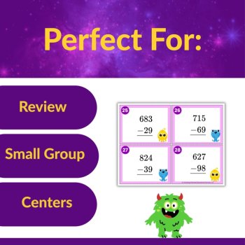 Multi-Digit Regrouping Subtraction Task Cards - 2nd and 3rd Grade - CRA Friendly, image 4