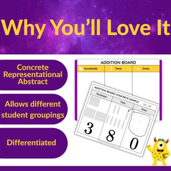 Multi-Digit Addition with Regrouping Task Cards for 2nd and 3rd Grade CRA Option, image 3
