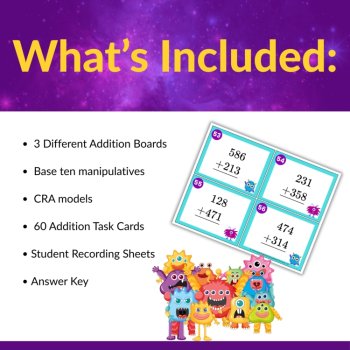 Multi-Digit Addition without Regrouping Task Cards - 2nd and 3rd Grade CRA Model, image 2