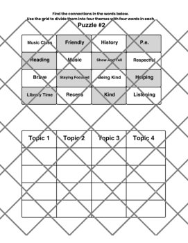 2 Elementary Word Connections Puzzles w/Answers SET B (Back-to-School Game!), image 2
