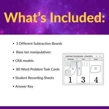Subtraction Word Problem Task Cards No Regrouping CRA-Friendly 2nd 3rd Grade, image 2