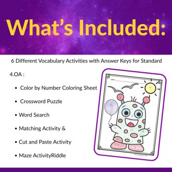 Crack the Code Math Vocabulary Activity Pack | 6 Activities for 4.OA Review, image 2