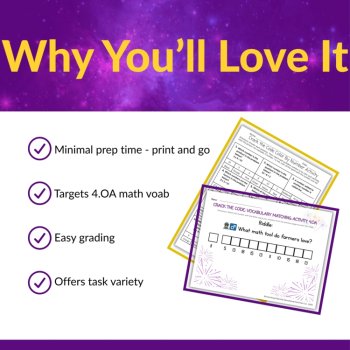 Crack the Code Math Vocabulary Activity Pack | 6 Activities for 4.OA Review, image 4