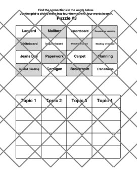 4 Teachers' Word Connections Puzzles w/Answers SET B (Back-to-School Game!), image 2