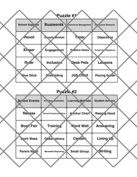 4 Teachers' Word Connections Puzzles w/Answers SET B (Back-to-School Game!), image 3