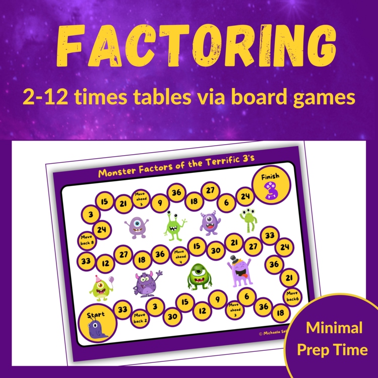 Math Factor Frenzy: Multiplication Board Games for Times Tables 2-12 Grades 3-5