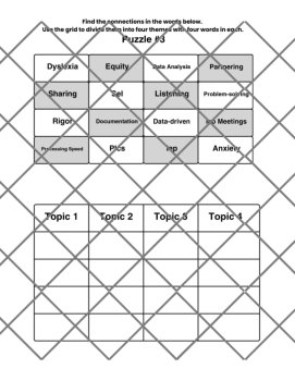 4 Teachers' Word Connections Puzzles w/Answers SET A (Back-to-School Game!), image 2