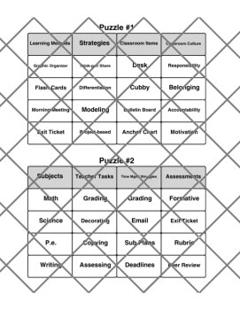 4 Teachers' Word Connections Puzzles w/Answers SET A (Back-to-School Game!), image 3