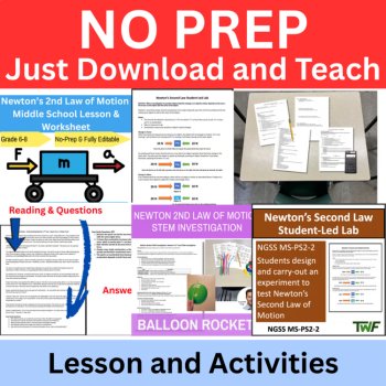 Newton's 2nd Law of Motion Lesson, Worksheet, Activities Bundle | 6th, 7th, 8th, image 2