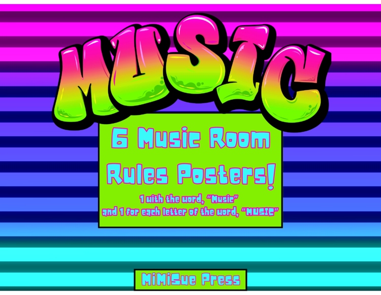 6 Music Room Rules Posters (Puffy Fade)