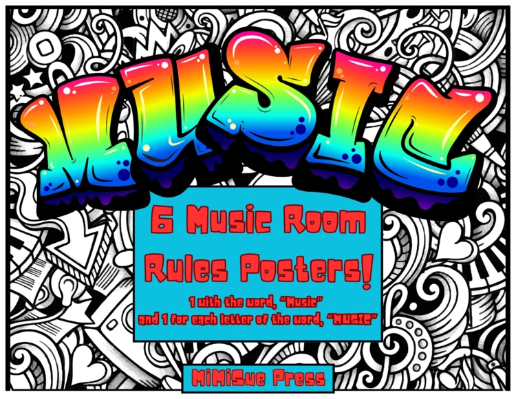 6 Music Room Rules Posters (Graffiti Style)
