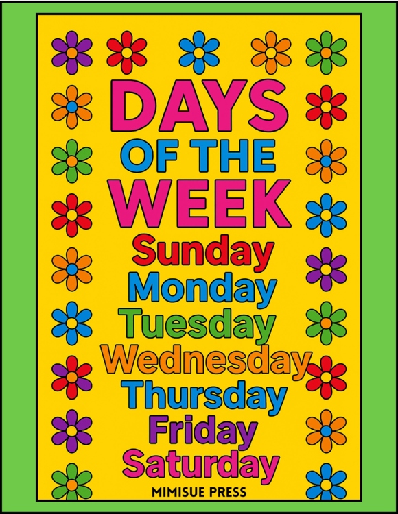 Days of the Week Posters & Coloring Pages (25 ITEMS)