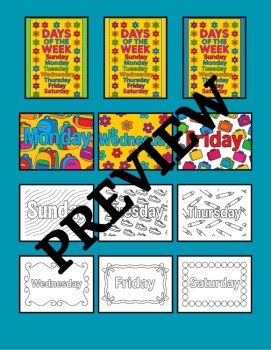 Days of the Week Posters & Coloring Pages (25 ITEMS), image 3