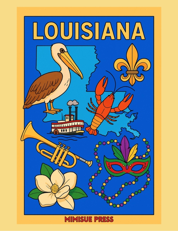 47 Louisiana State Symbols Coloring Pages (Words & Pictures)
