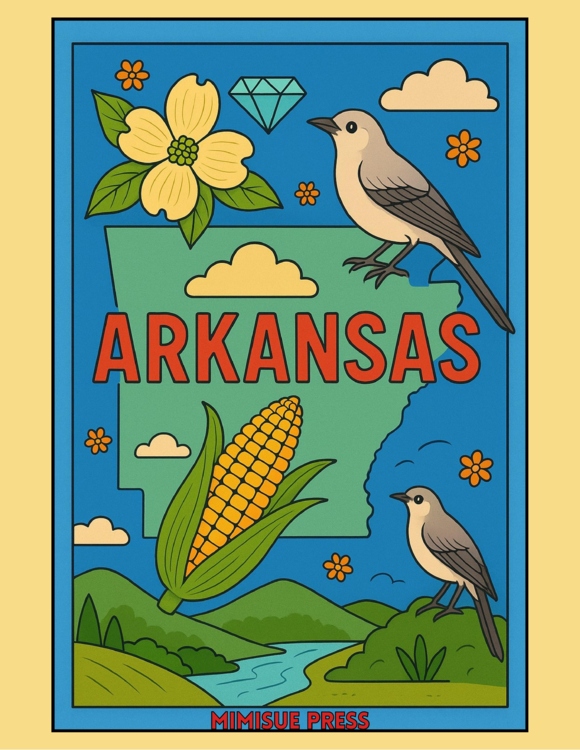 38 Arkansas State Symbols Coloring Pages (Words & Pictures)