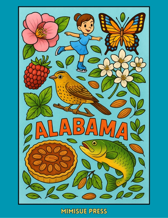 43 Alabama State Symbols Coloring Pages (Words & Pictures)