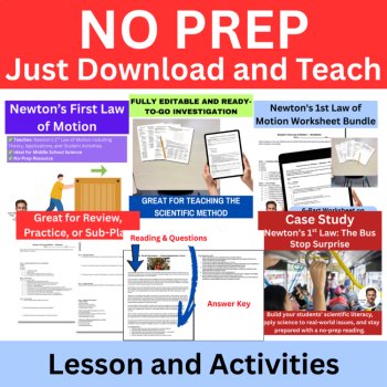 Newton's 1st Law of Motion Lesson, Worksheet, Activities Bundle | 6th, 7th, 8th, image 2