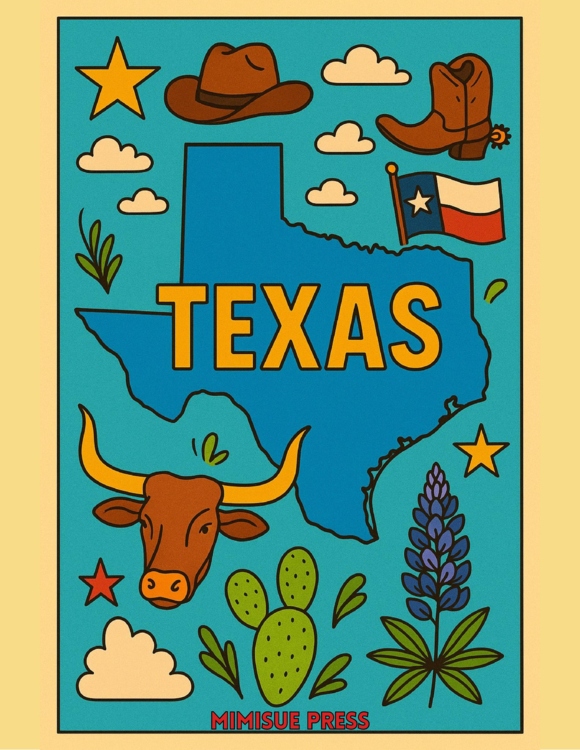 33 Texas State Symbols Coloring Pages (Words & Pictures)