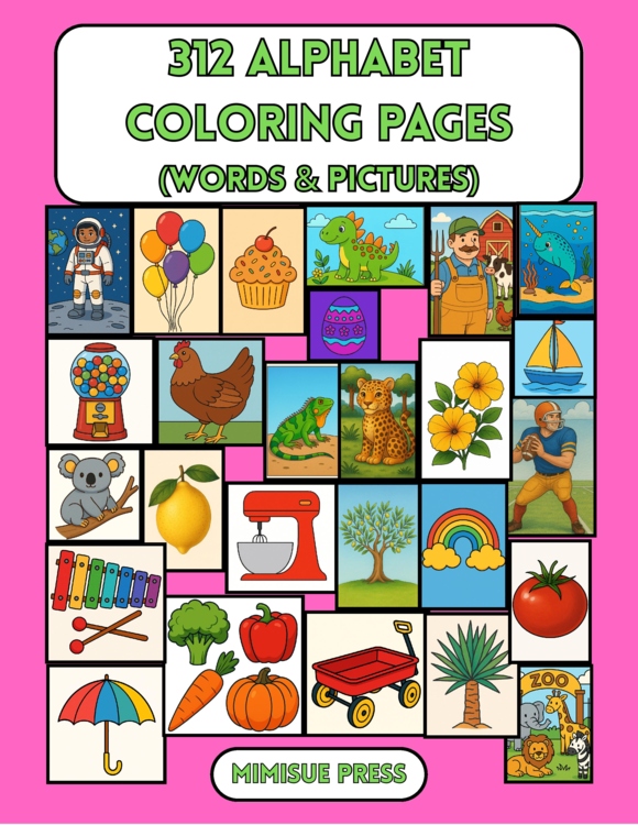 Huge Bundle! Reading/Phonics Fun! 312 Letter Coloring Pages (12 per Letter)