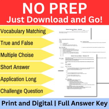 Newton's 1st Law of Motion Worksheet Bundle | 6-Part Newtons First Law Worksheet, image 2