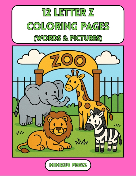12 Letter Z Coloring Pages Words & Pictures