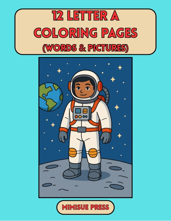 12 Letter A Coloring Pages Words & Pictures