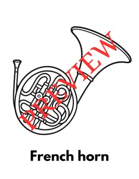 14 Musical Instrument Coloring Pages Words & Pictures, image 2