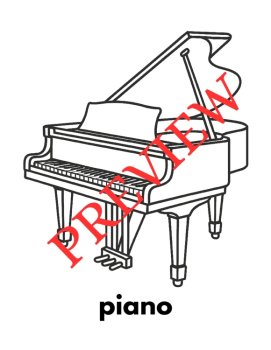 14 Musical Instrument Coloring Pages Words & Pictures, image 3