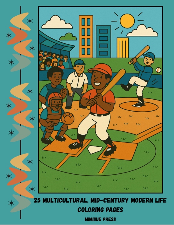 25 Multicultural Mid-Century Modern Life Coloring Pages