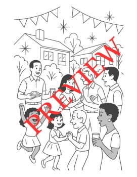 25 Multicultural Mid-Century Modern Life Coloring Pages, image 2